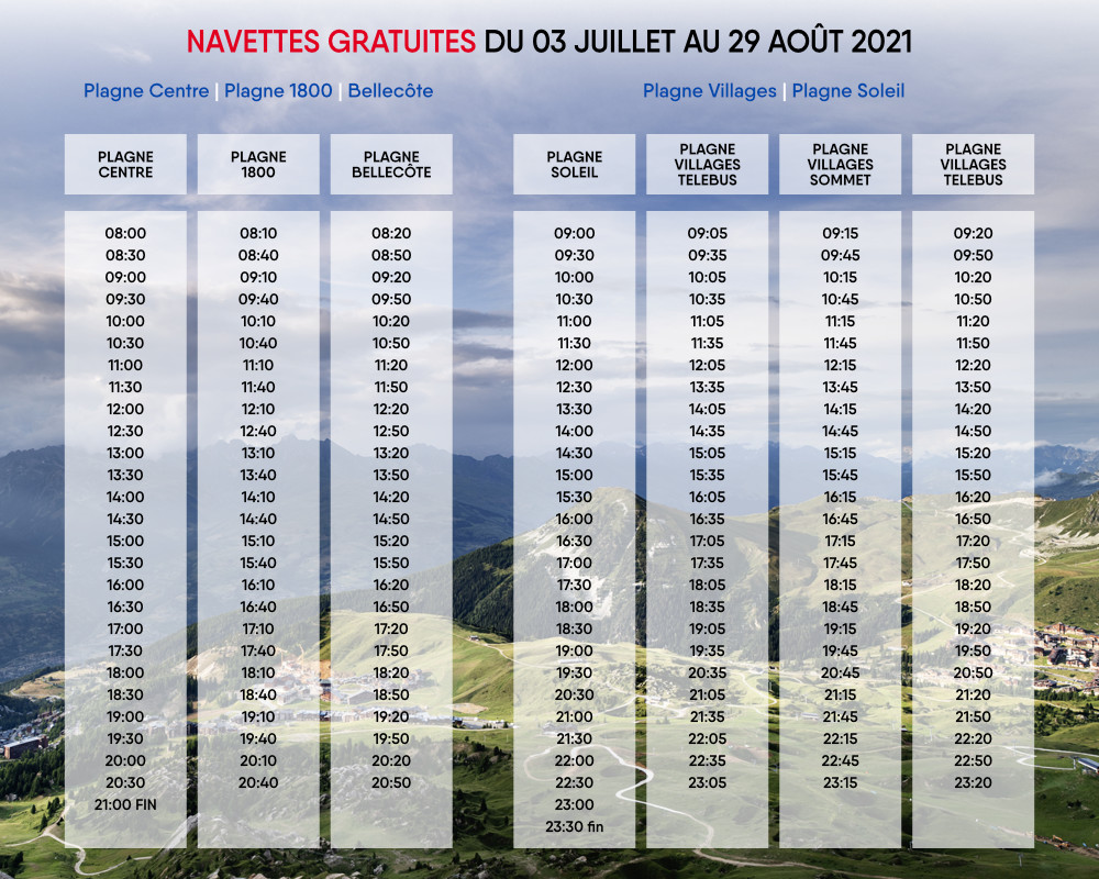 Horaires navette altitude