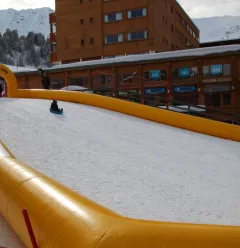 Afdaling van het sleegebied Plagne Centre