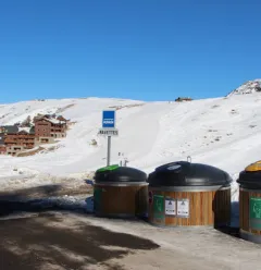 Shuttlehalte - Vertrek naar Plagne Soleil vanaf caravaneige