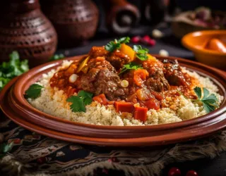 Vegetarische couscous of couscous met kip_Aime-la-Plagne