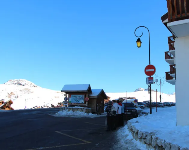 Shuttlehalte aankomst Plagne Soleil