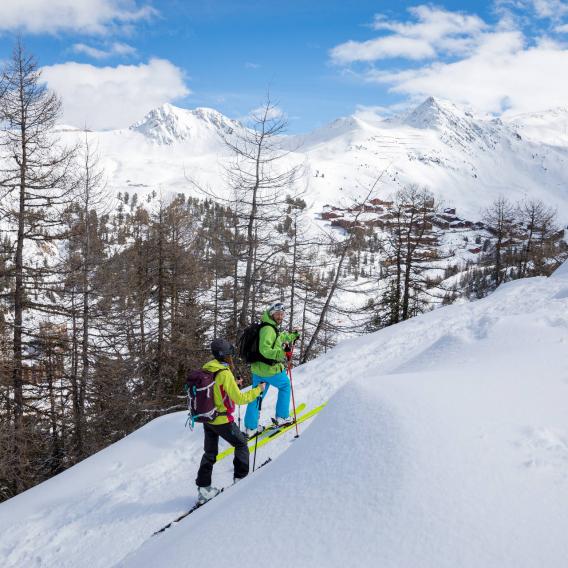 Ski de randonnée en duo à La Plagne