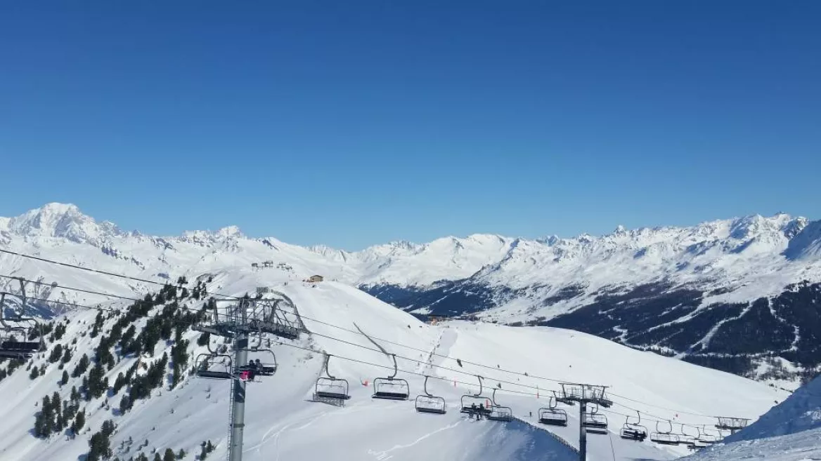 Mont Blanc panorama vanop de top van de Arpette.