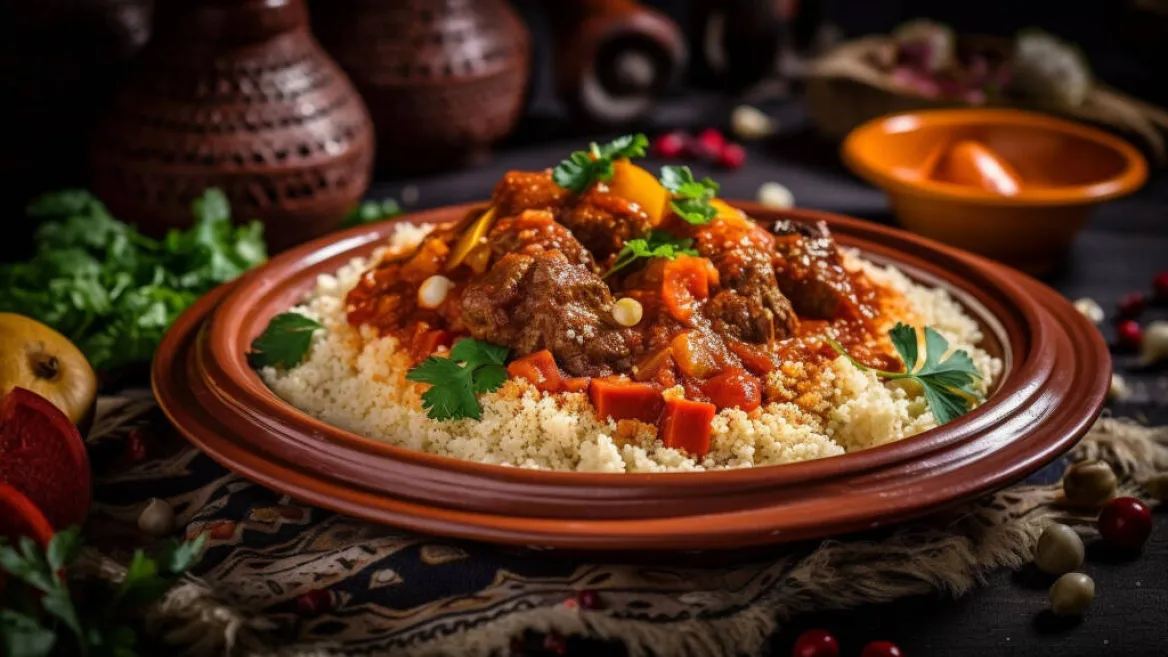 Vegetarische couscous of couscous met kip_Aime-la-Plagne
