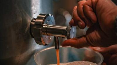 Prise d'échantillon de bière pendant la fermentation