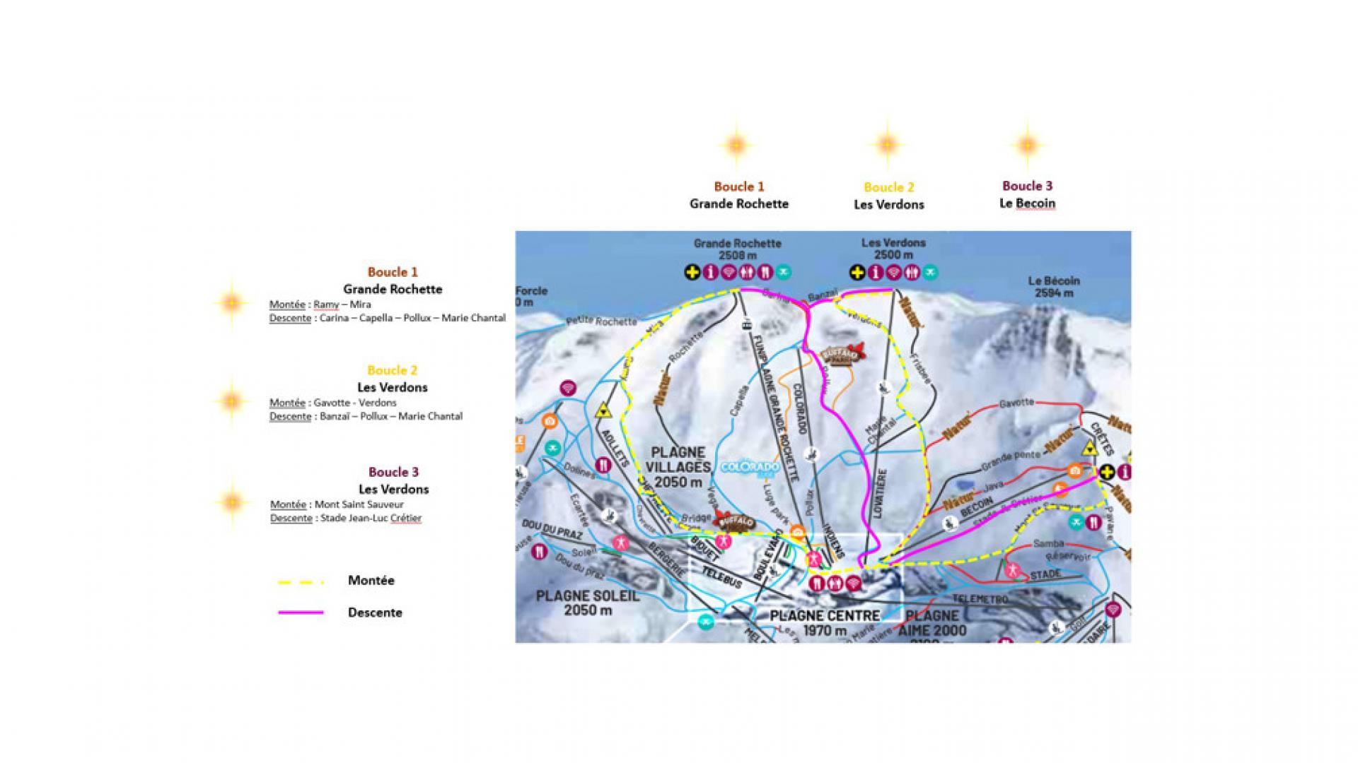 Triface ; tracés de la course de ski de rando